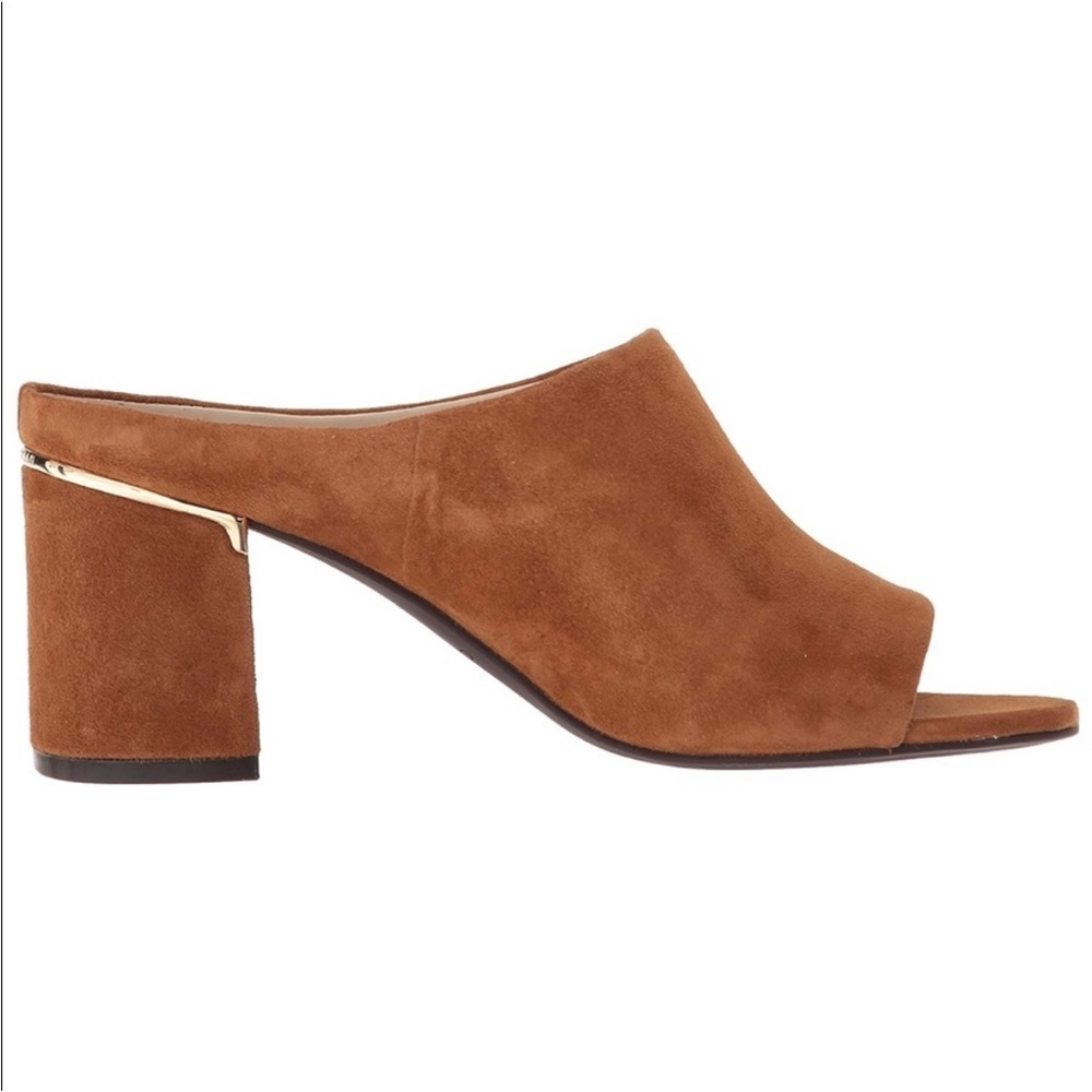 Cole Haan Laree Open Toe Block Heel Mule Sandals in Mink Suede - Picture 2 of 12
